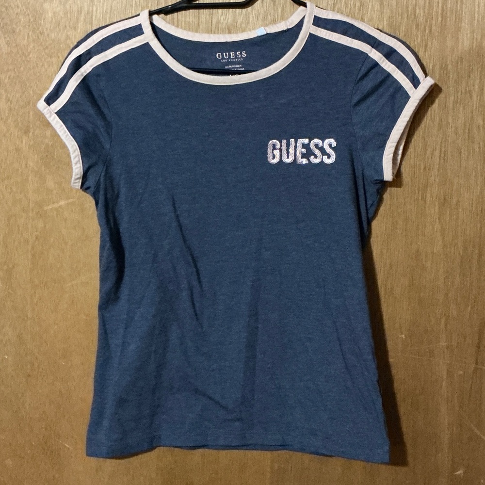 Guess Navy Tee with Light Pink accent